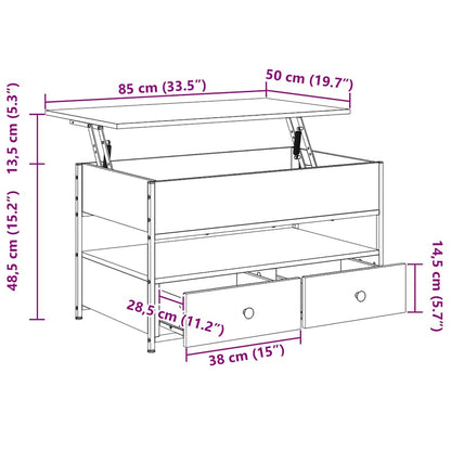 Tavolino Salotto Rovere Fumo 85x50x50 cm Multistrato e Metallo