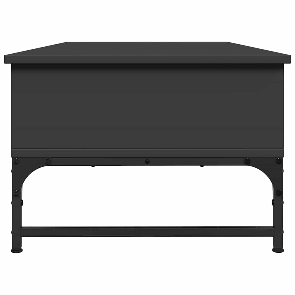 Tavolino Salotto Nero 100x50x35 cm Legno Multistrato e Metallo