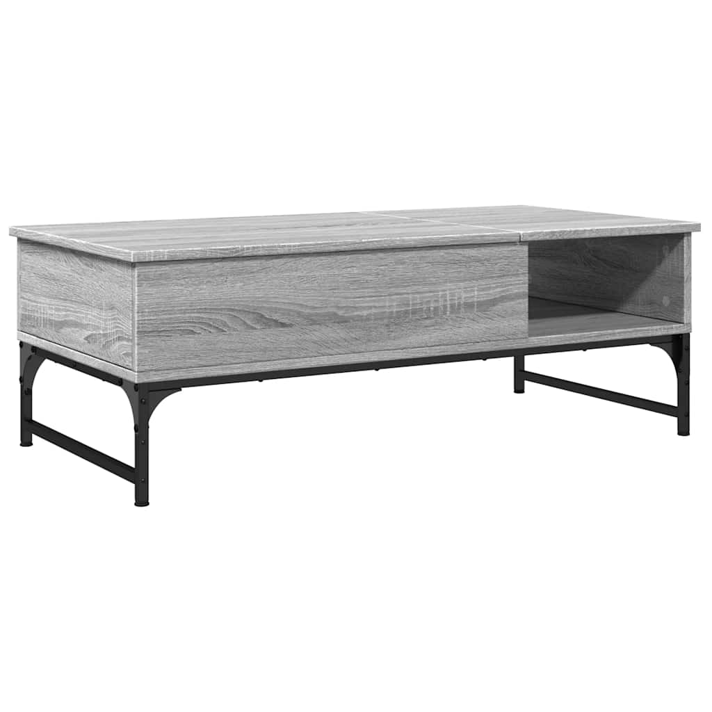 Tavolino Salotto Grigio Sonoma 100x50x35cm Multistrato Metallo | homemem39