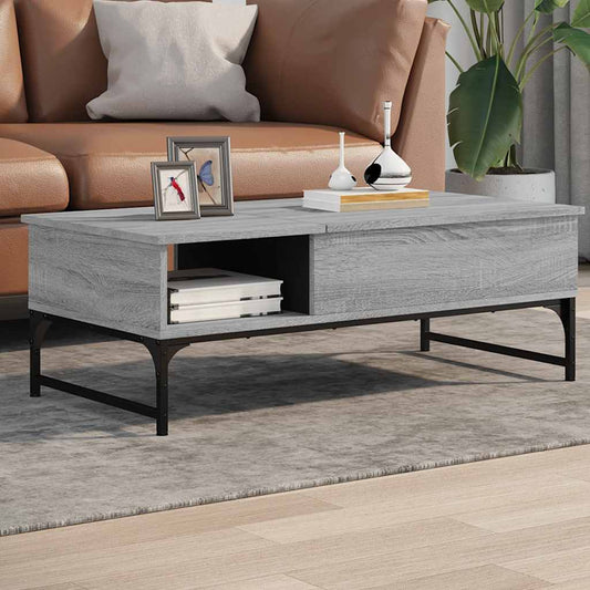 Tavolino Salotto Grigio Sonoma 100x50x35cm Multistrato Metallo | homemem39