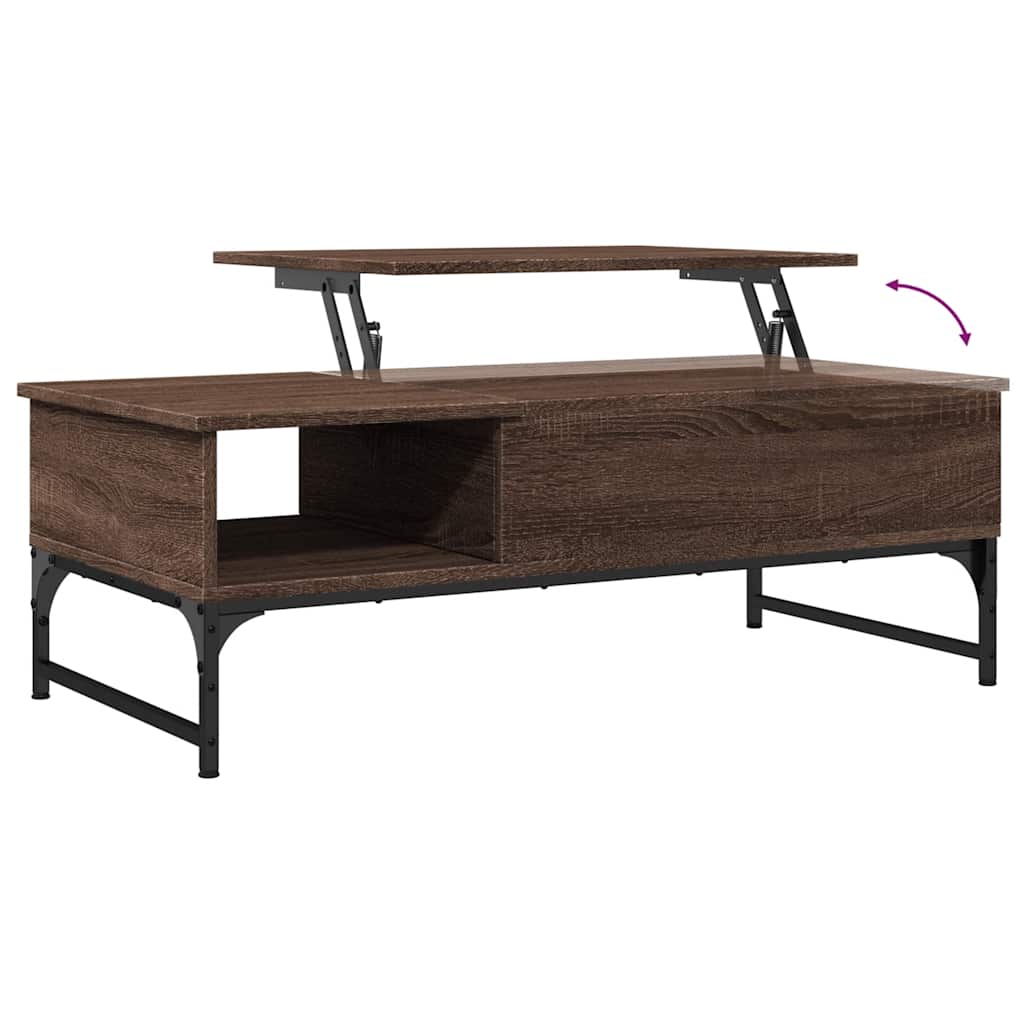 Tavolino Salotto Rovere Marrone 100x50x35cm Multistrato Metallo | homemem39