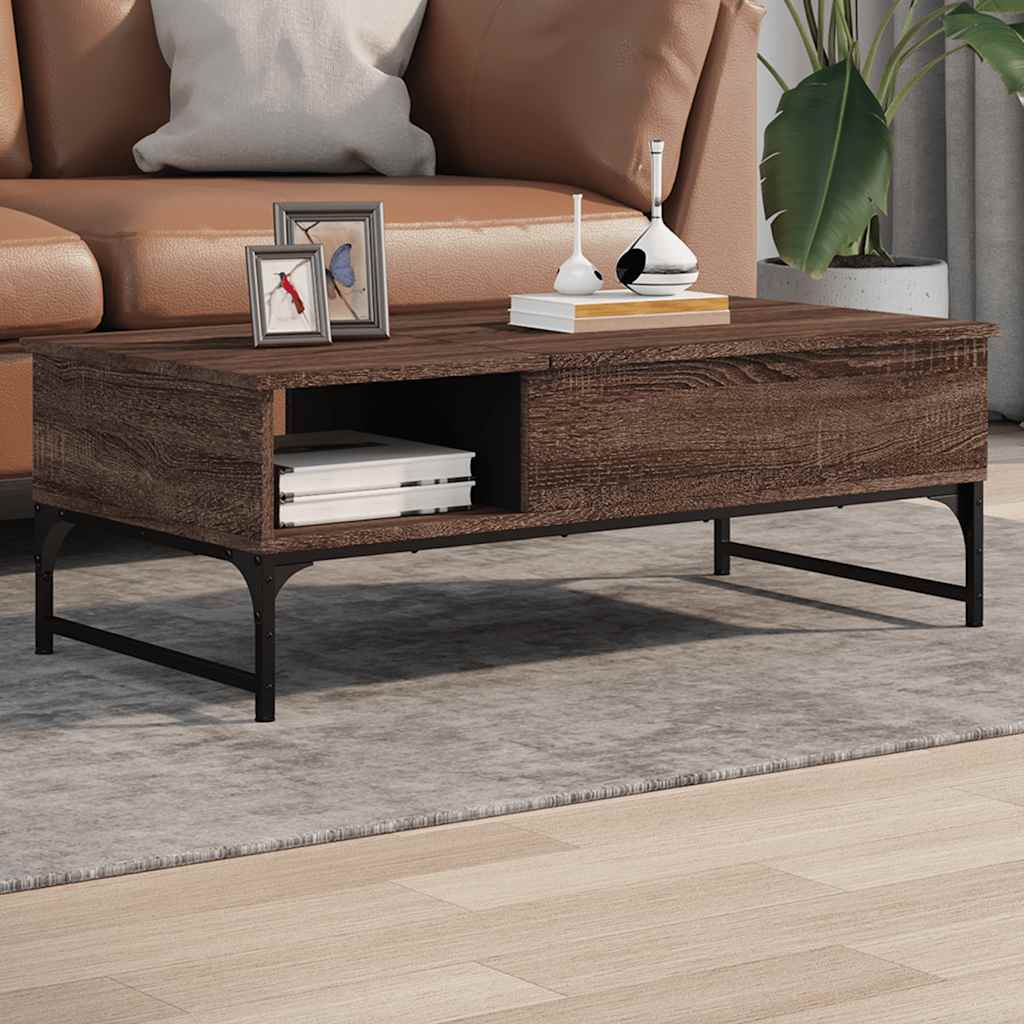 Tavolino Salotto Rovere Marrone 100x50x35cm Multistrato Metallo | homemem39