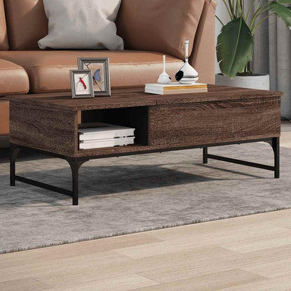 Tavolino Salotto Rovere Marrone 100x50x35cm Multistrato Metallo | homemem39