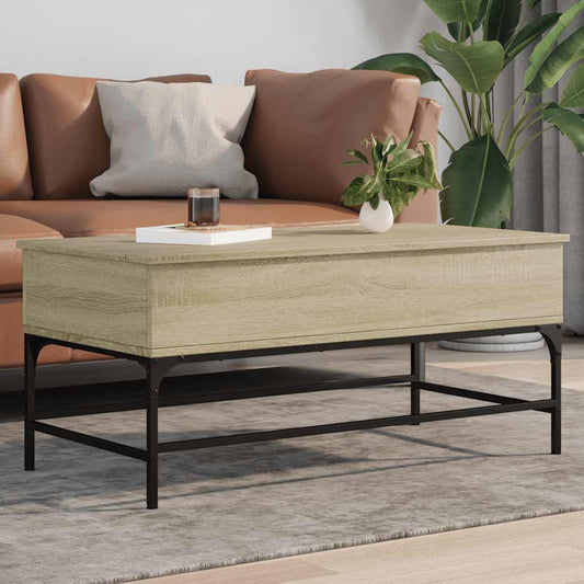 Tavolino Rovere Sonoma 100x50x45 cm Legno Multistrato e Metallo | homemem39