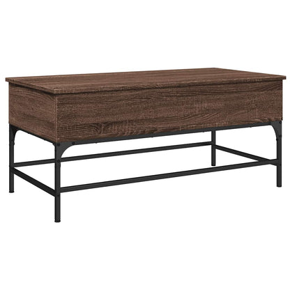 Tavolino Rovere Marrone 100x50x45cm Legno Multistrato e Metallo | homemem39