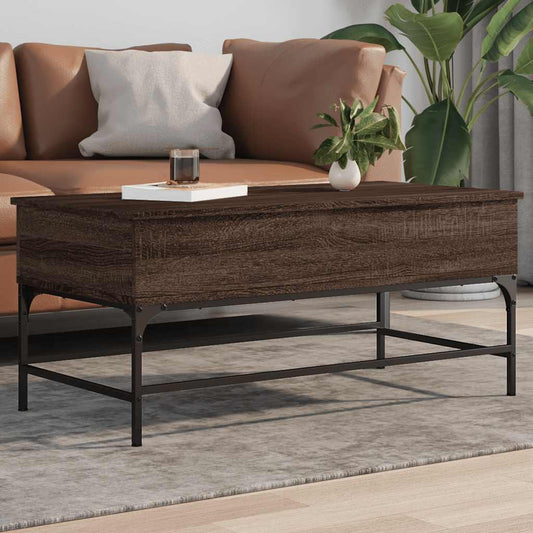 Tavolino Rovere Marrone 100x50x45cm Legno Multistrato e Metallo | homemem39