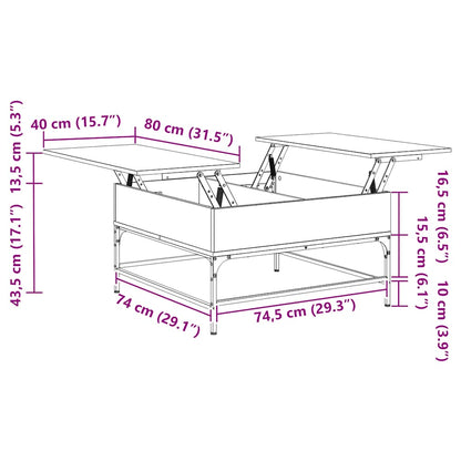 Tavolino Salotto Grigio Sonoma 80x80x45 cm Multistrato Metallo | homemem39