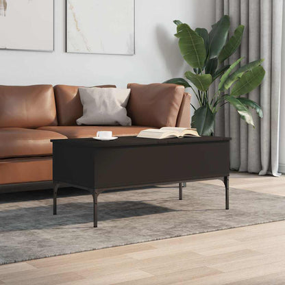 Tavolino Salotto Nero 100x50x45 cm Legno Multistrato e Metallo | homemem39