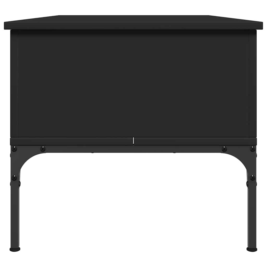 Tavolino Salotto Nero 100x50x45 cm Legno Multistrato e Metallo