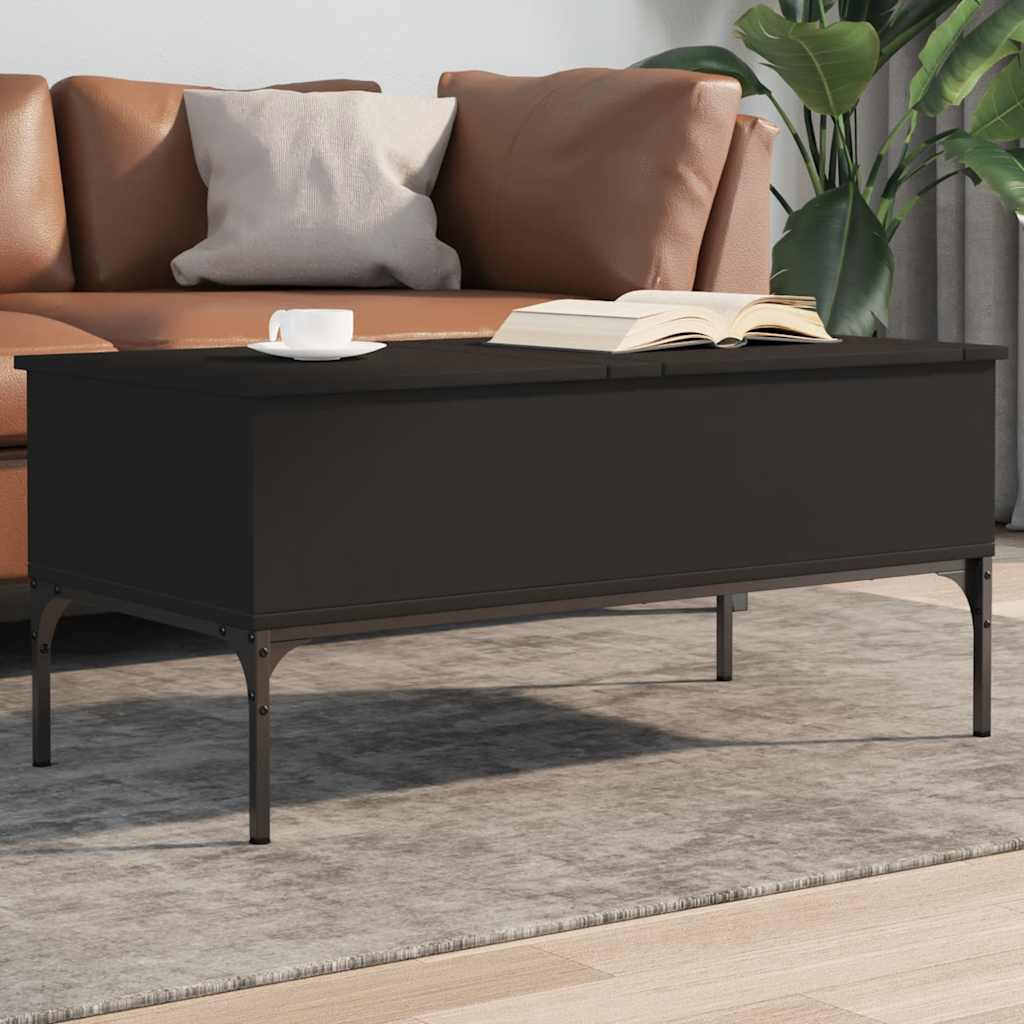 Tavolino Salotto Nero 100x50x45 cm Legno Multistrato e Metallo | homemem39