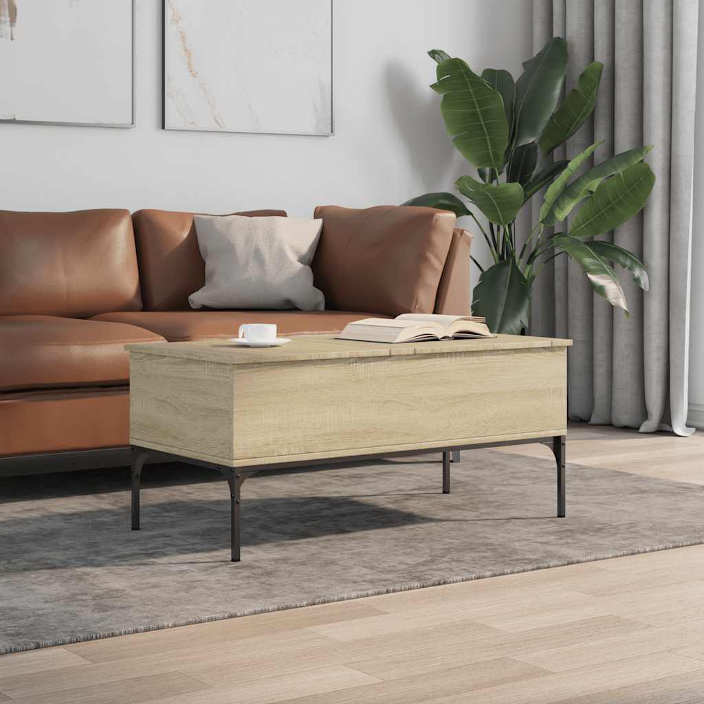 Tavolino Rovere Sonoma 100x50x45 cm Legno Multistrato e Metallo | homemem39
