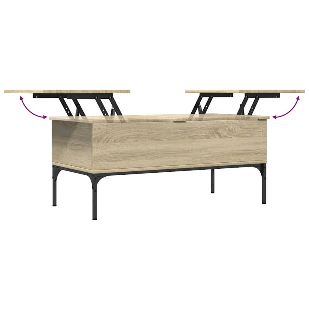 Tavolino Rovere Sonoma 100x50x45 cm Legno Multistrato e Metallo | homemem39