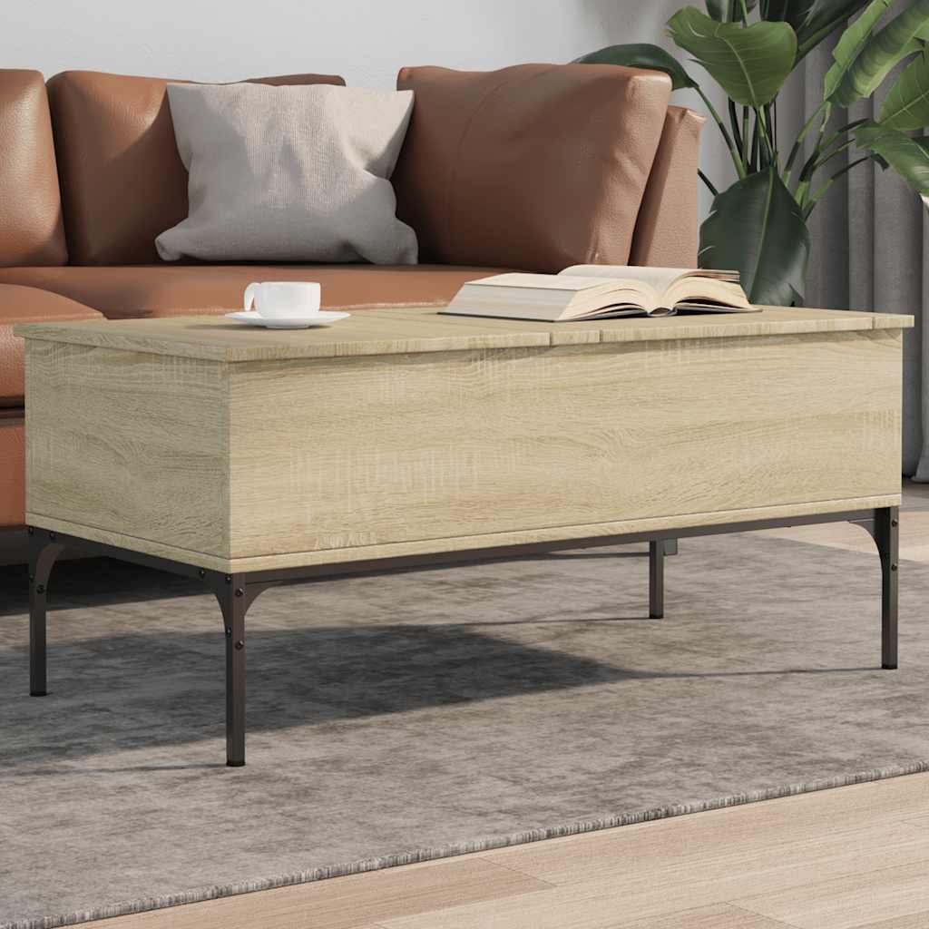Tavolino Rovere Sonoma 100x50x45 cm Legno Multistrato e Metallo | homemem39