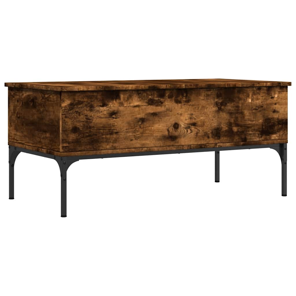Tavolino Rovere Fumo 100x50x45cm in Legno Multistrato e Metallo | homemem39