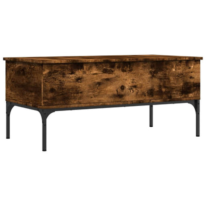 Tavolino Rovere Fumo 100x50x45cm in Legno Multistrato e Metallo | homemem39
