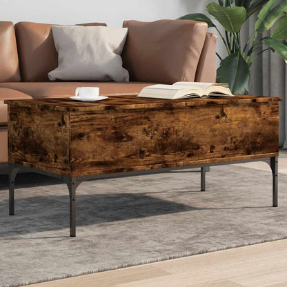 Tavolino Rovere Fumo 100x50x45cm in Legno Multistrato e Metallo | homemem39