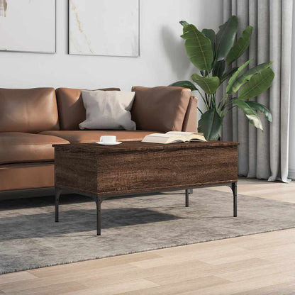 Tavolino Rovere Marrone 100x50x45cm Legno Multistrato e Metallo | homemem39