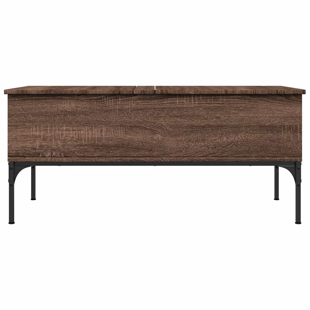 Tavolino Rovere Marrone 100x50x45cm Legno Multistrato e Metallo | homemem39