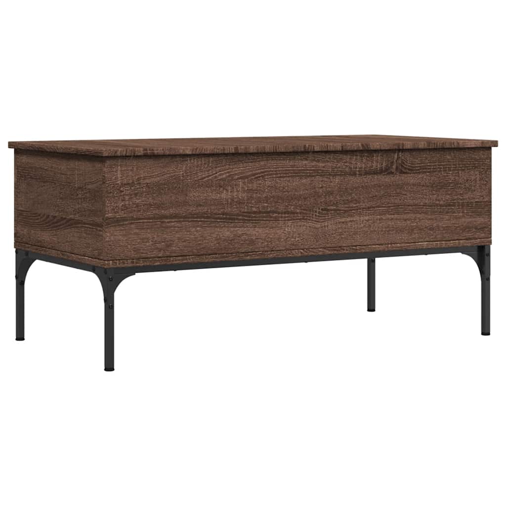 Tavolino Rovere Marrone 100x50x45cm Legno Multistrato e Metallo | homemem39