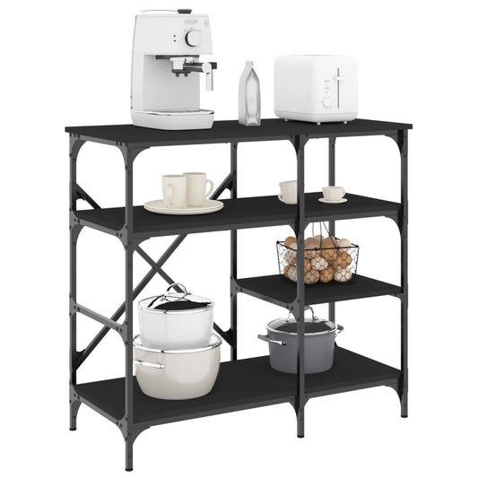 Mobile da Cucina Nero 90x40x84 cm Legno Multistrato e Metallo - homemem39