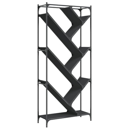 Libreria Nera 79x30x180 cm in Legno Multistrato e Metallo | homemem39