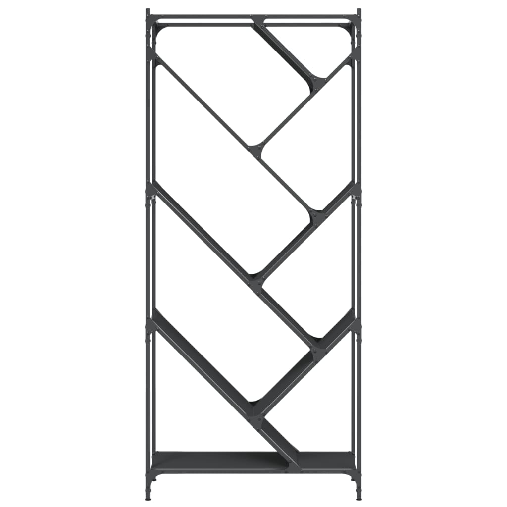 Libreria Nera 79x30x180 cm in Legno Multistrato e Metallo | homemem39