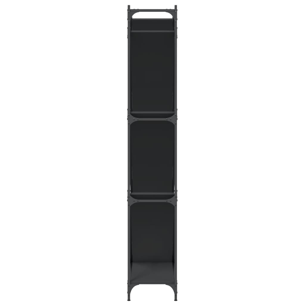 Libreria Nera 79x30x180 cm in Legno Multistrato e Metallo | homemem39