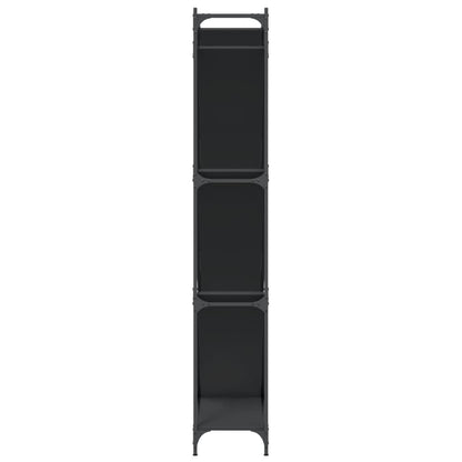 Libreria Nera 79x30x180 cm in Legno Multistrato e Metallo | homemem39