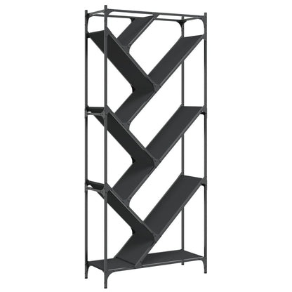 Libreria Nera 79x30x180 cm in Legno Multistrato e Metallo | homemem39