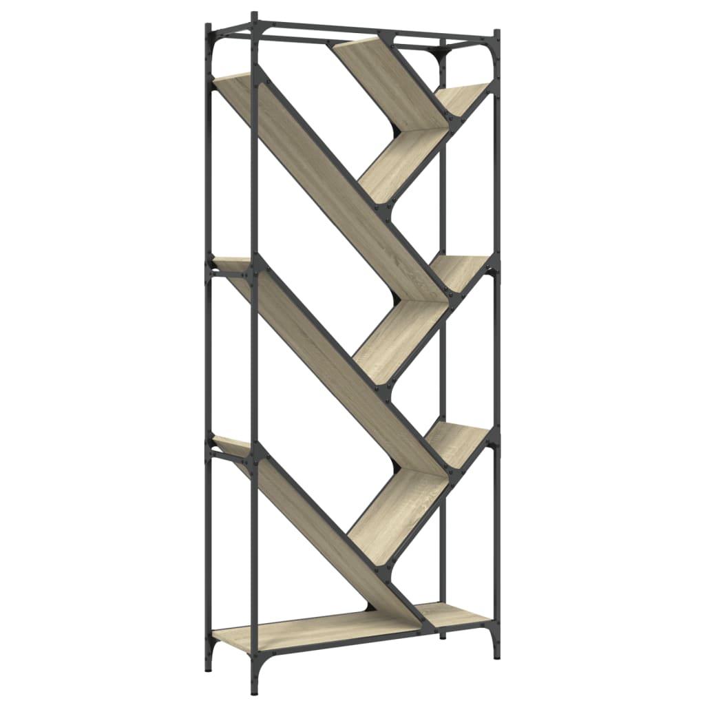 Libreria Rovere Sonoma 79x30x180cm Legno Multistrato e Metallo | homemem39