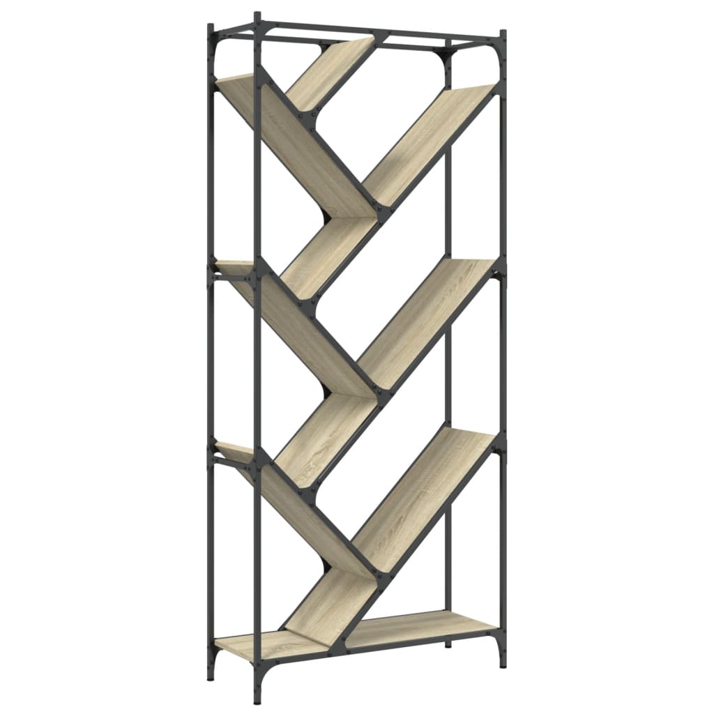 Libreria Rovere Sonoma 79x30x180cm Legno Multistrato e Metallo | homemem39