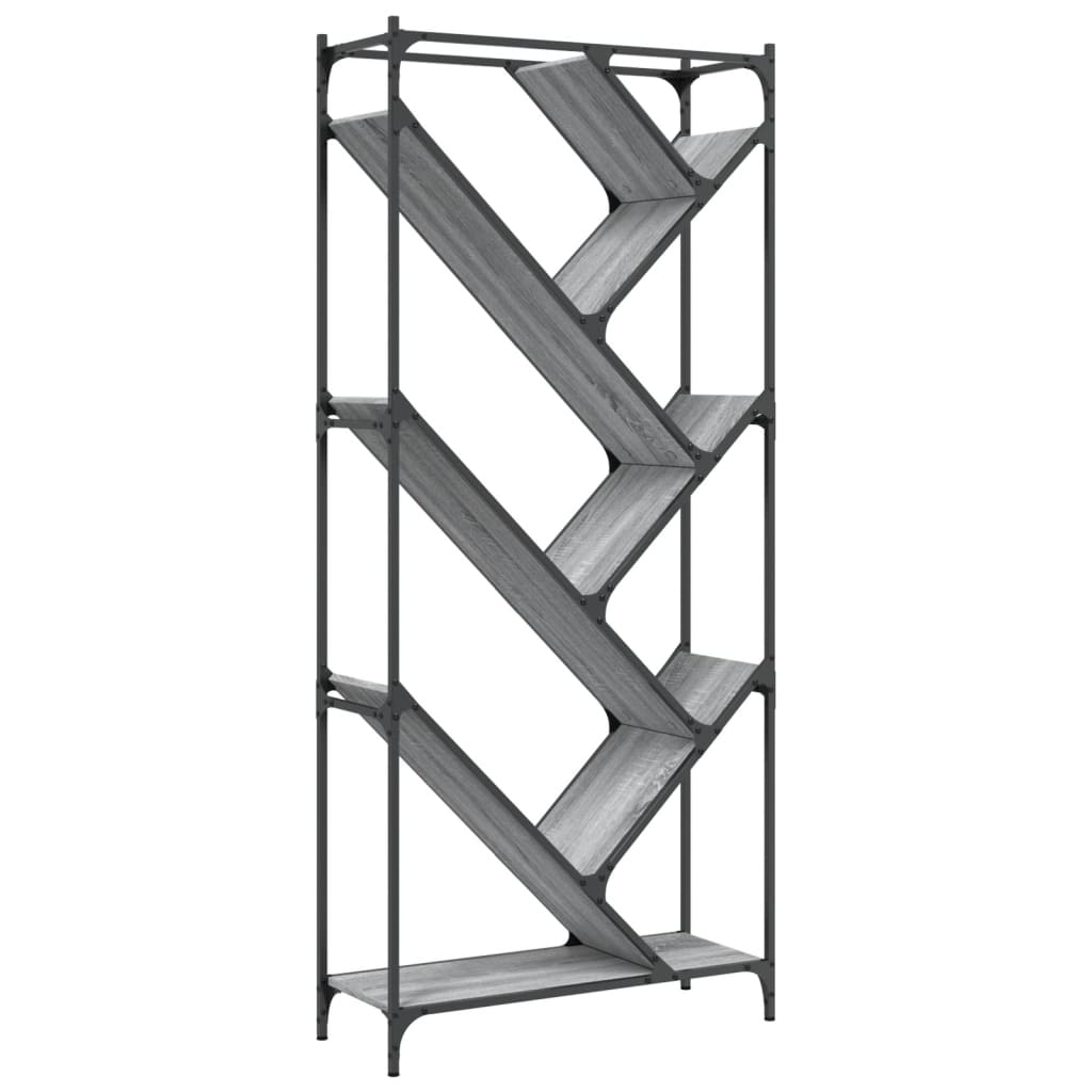 Libreria Grigio Sonoma 79x30x180cm Legno Multistrato e Metallo | homemem39