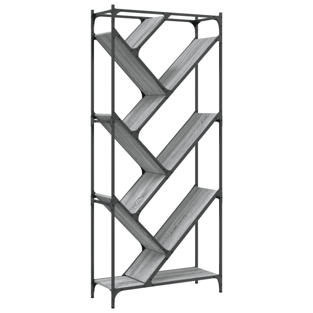 Libreria Grigio Sonoma 79x30x180cm Legno Multistrato e Metallo | homemem39
