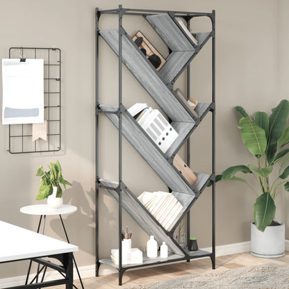 Libreria Grigio Sonoma 79x30x180cm Legno Multistrato e Metallo | homemem39