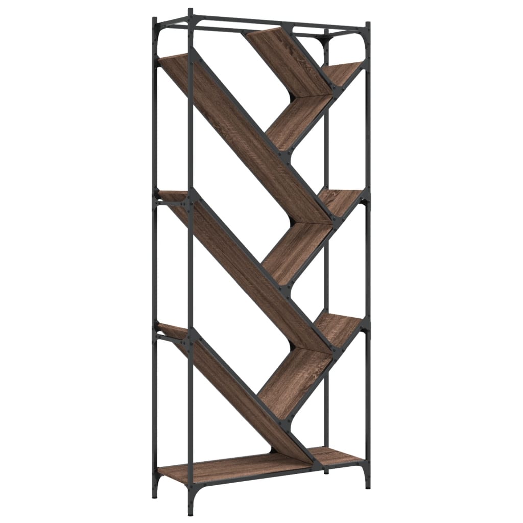 Libreria Rovere Marrone 79x30x180cm Legno Multistrato e Metallo | homemem39