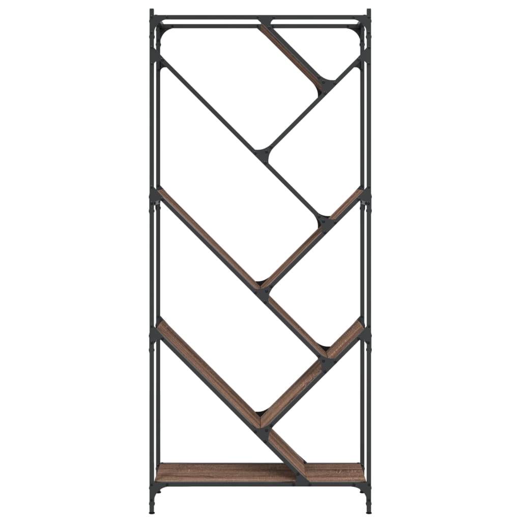 Libreria Rovere Marrone 79x30x180cm Legno Multistrato e Metallo | homemem39