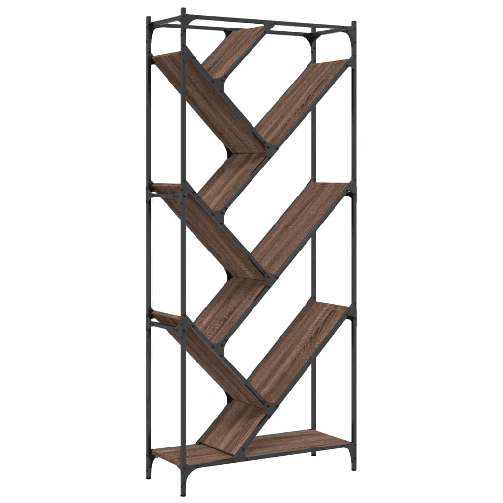 Libreria Rovere Marrone 79x30x180cm Legno Multistrato e Metallo | homemem39