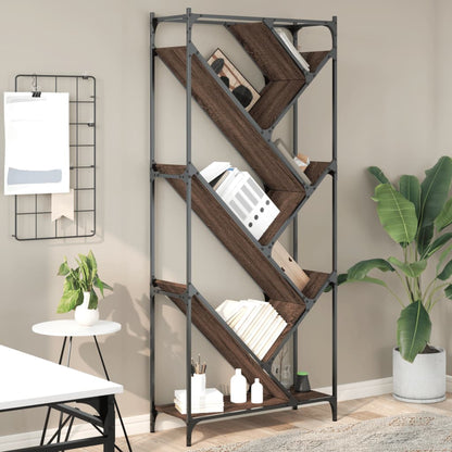 Libreria Rovere Marrone 79x30x180cm Legno Multistrato e Metallo | homemem39