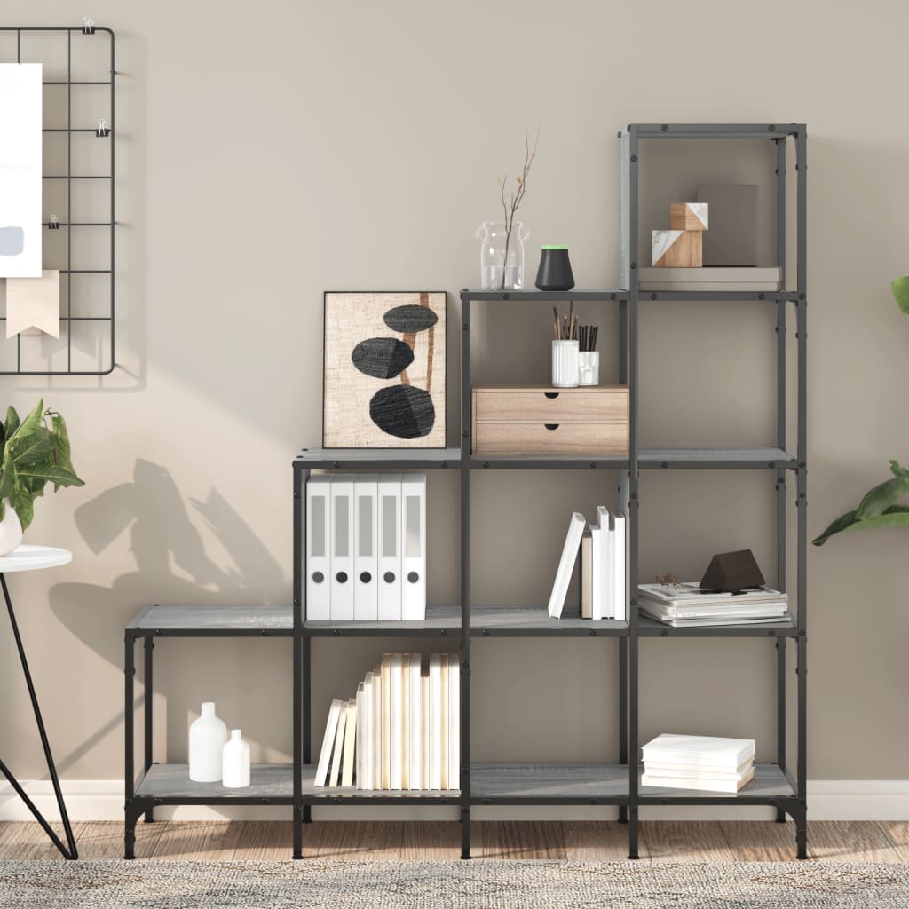 Libreria Grigio Sonoma 122x30x132cm Legno Multistrato e Metallo | homemem39