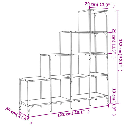 Libreria Grigio Sonoma 122x30x132cm Legno Multistrato e Metallo | homemem39