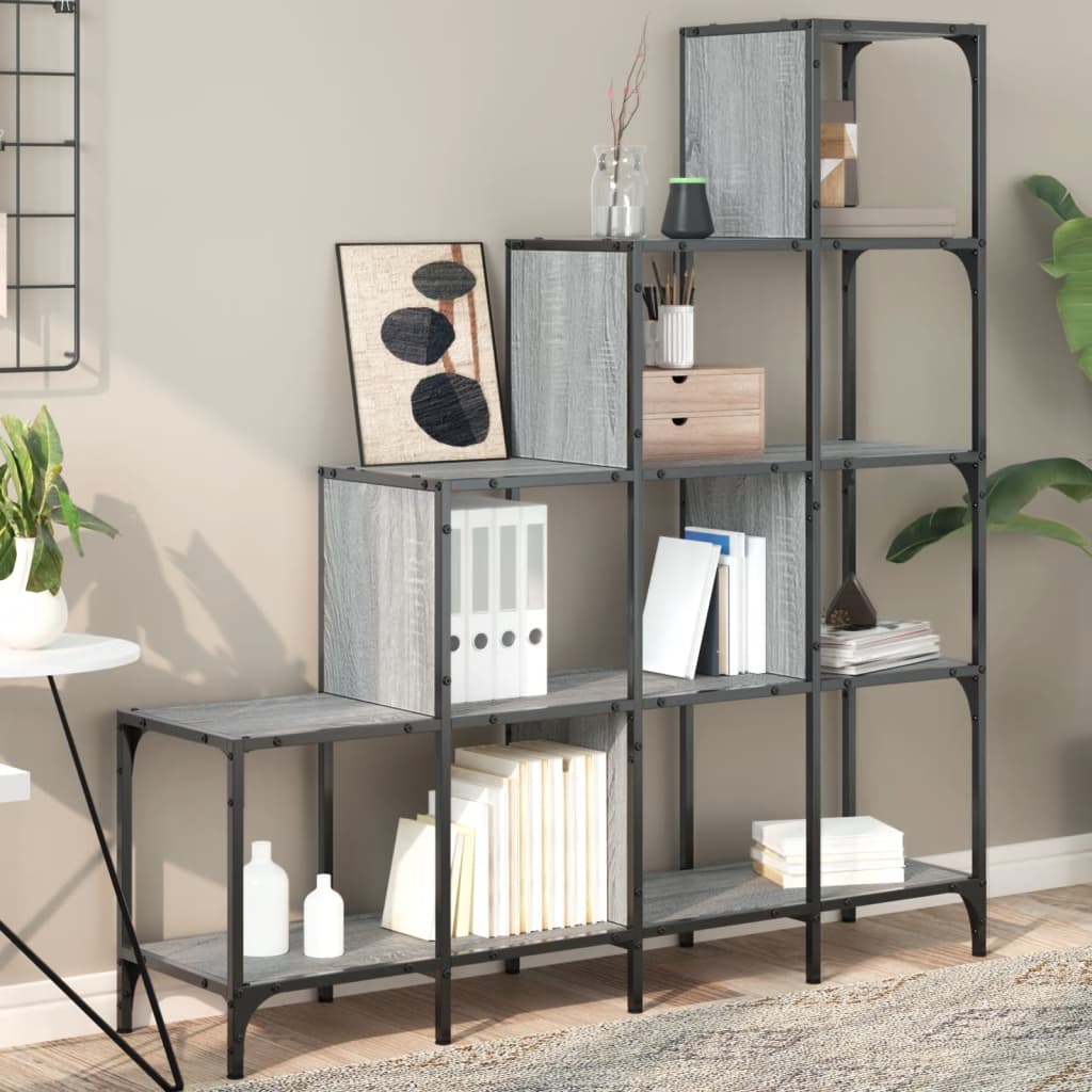 Libreria Grigio Sonoma 122x30x132cm Legno Multistrato e Metallo | homemem39
