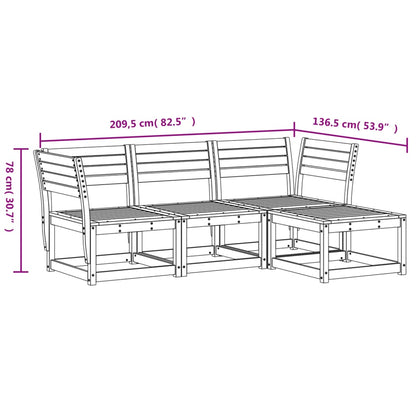 Set Salotto da Giardino 4 pz in Legno Massello di Pino | homemem39