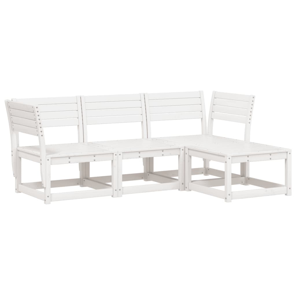 Set Salotto da Giardino 4 pz Bianco in Legno Massello di Pino - homemem39