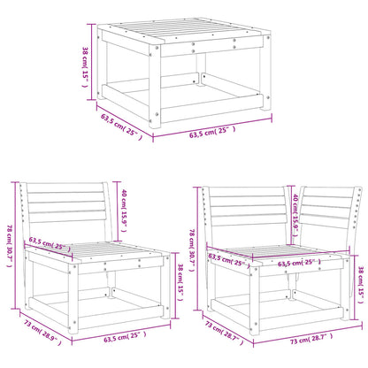 Set Salotto da Giardino 4 pz Bianco in Legno Massello di Pino | homemem39