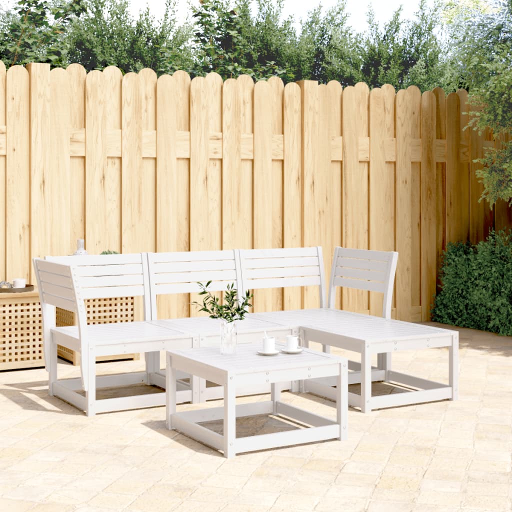 Set Salotto da Giardino 4 pz Bianco in Legno Massello di Pino - homemem39
