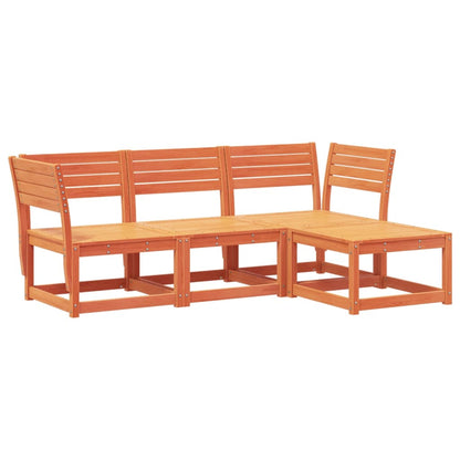 Set Salotto da Giardino 4 pz Marrone Cera Legno Massello Pino | homemem39