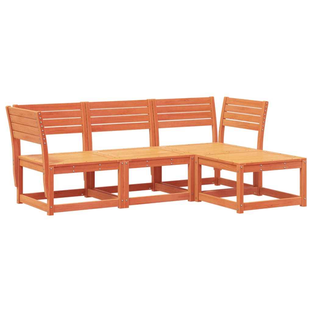 Set Salotto da Giardino 4 pz Marrone Cera Legno Massello Pino - homemem39