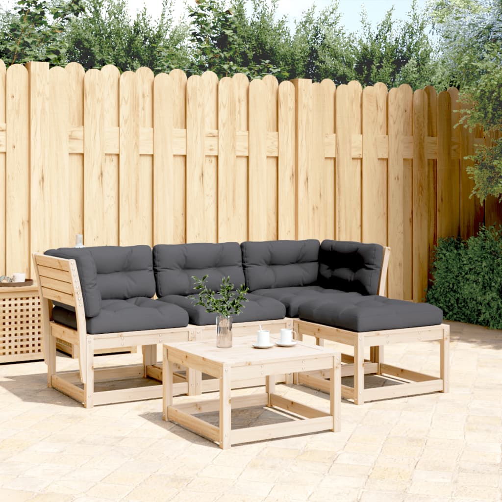 Set Divani da Giardino 4 pz con Cuscini Legno Massello di Pino - homemem39