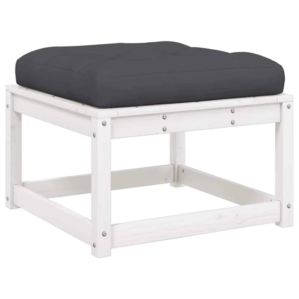Set Salotto Giardino 4pz con Cuscini Bianco Legno Massello Pino | homemem39