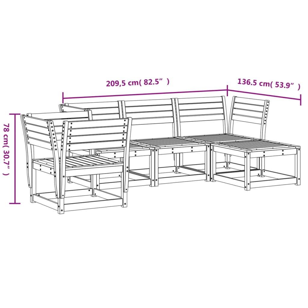Set Salotto da Giardino 5 pz in Legno Massello di Pino | homemem39